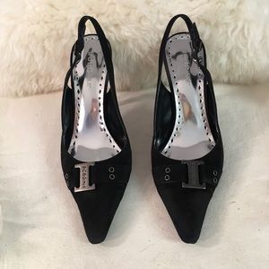 BCBGirls Black Women's Suede Slingbacks SZ 6.5 M